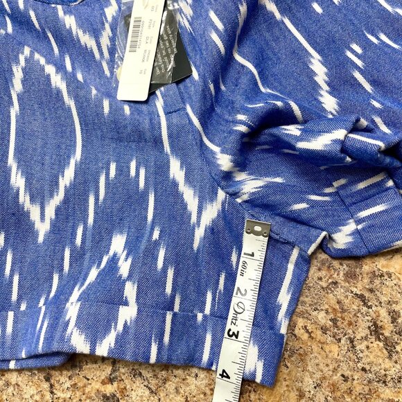 J. Crew Sunwashed Cotton Cuffed Shorts Blue Ikat Mid-Rise 10 - Picture 9 of 11